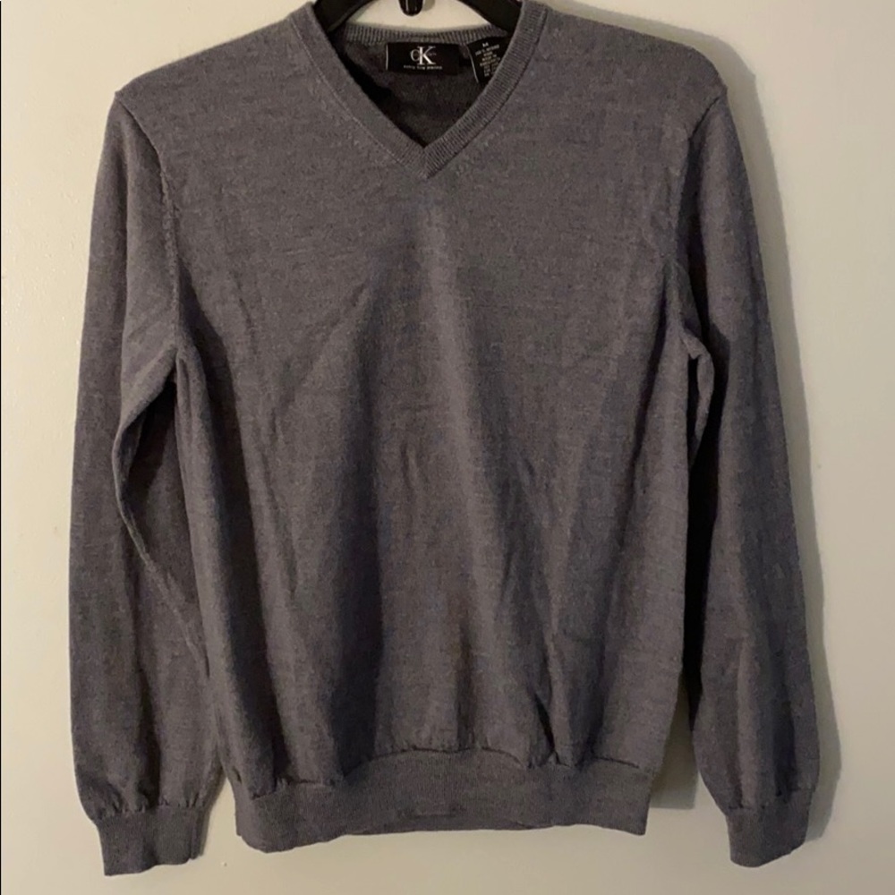 CK Calvin Klein Grey v-neck merino wool sweater M